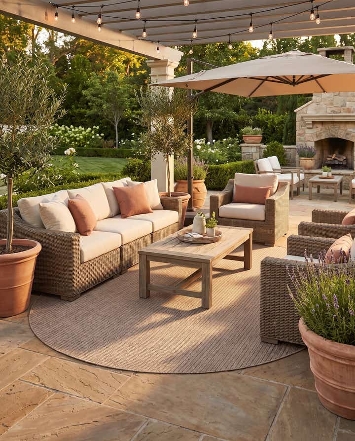 7' 10 x 7' 10 Easy-Clean Checkered Indoor / Outdoor Round Rug