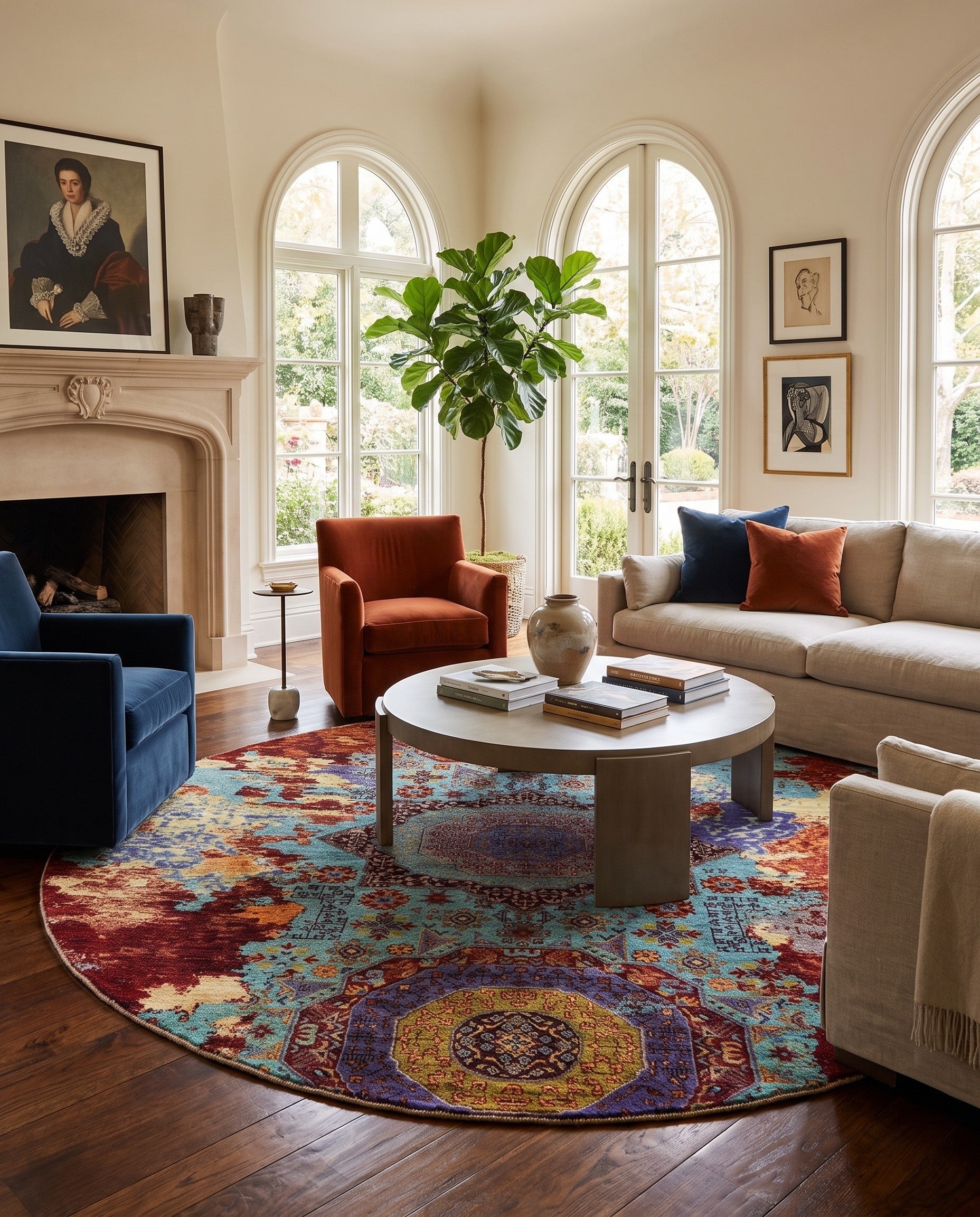 8' 1 x 8' 2 Hand Knotted Mamluk Ziegler Round Rug