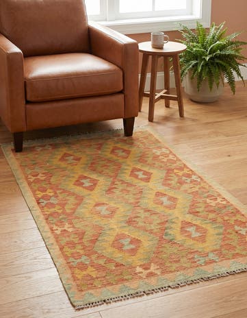 3' x 5' 2 Hand Woven Kilim Waziri Wool Rug