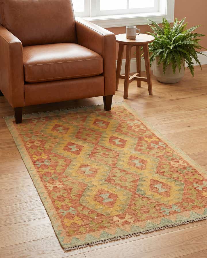 3' x 5' 2 Hand Woven Kilim Waziri Wool Rug