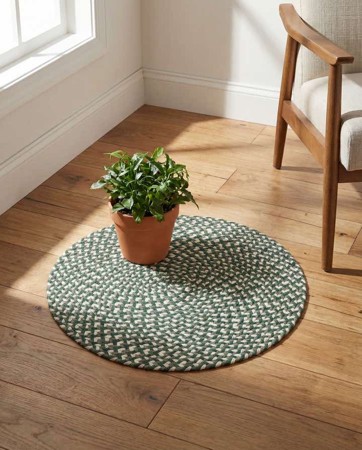 2' x 2' Handmade Tweed Braided Jute Round Rug