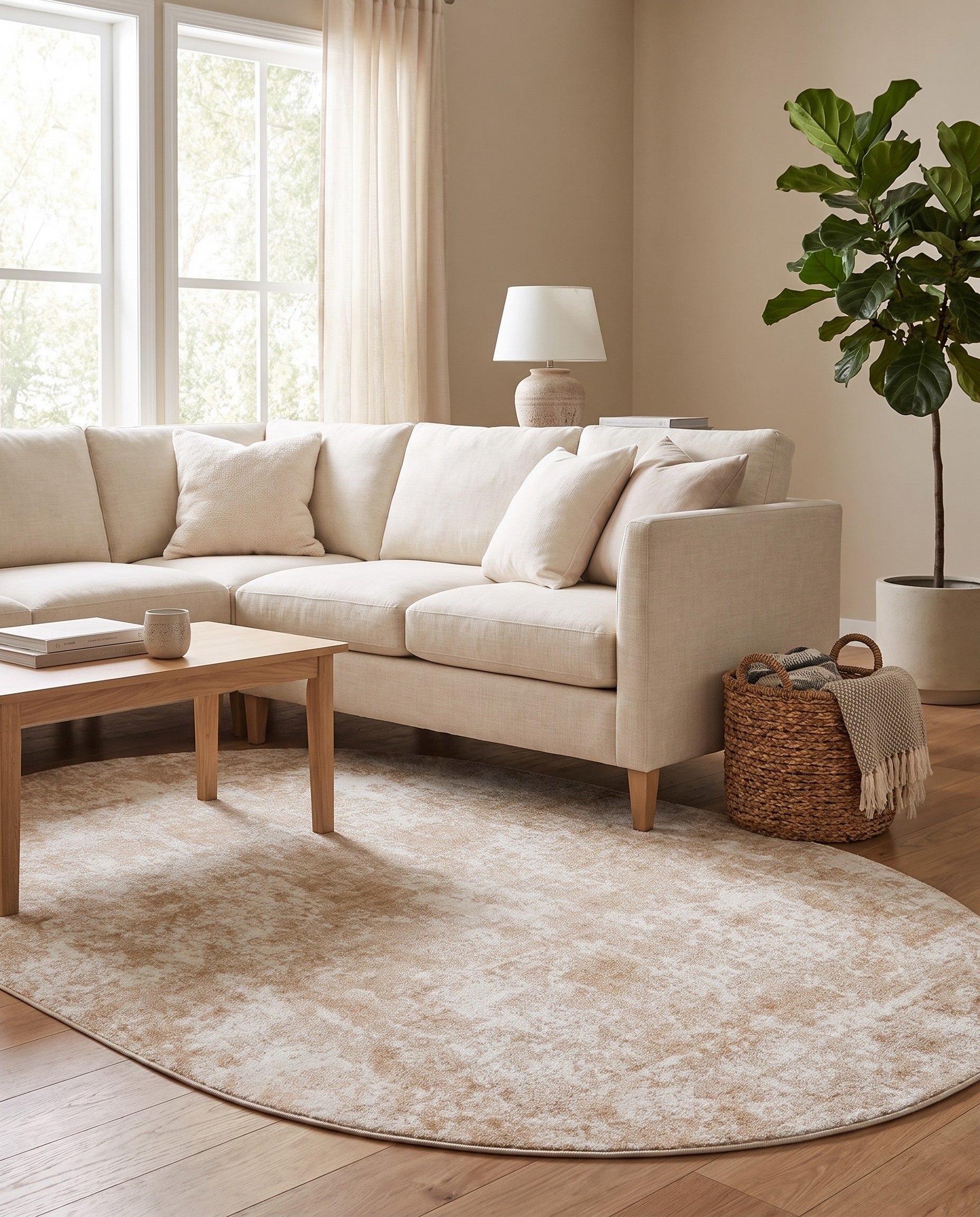 Sand Aurora Oval Rug