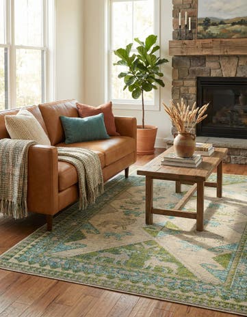 Green Washable Mesa Rug
