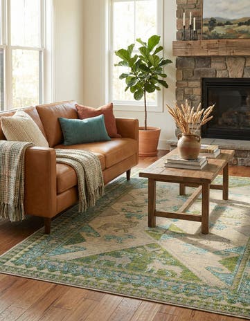 Green Washable Mesa Rug