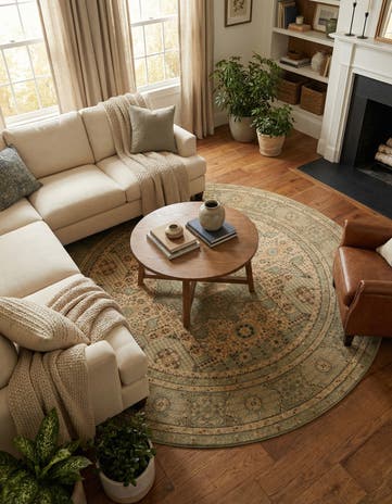 Light Green Amina Round Rug