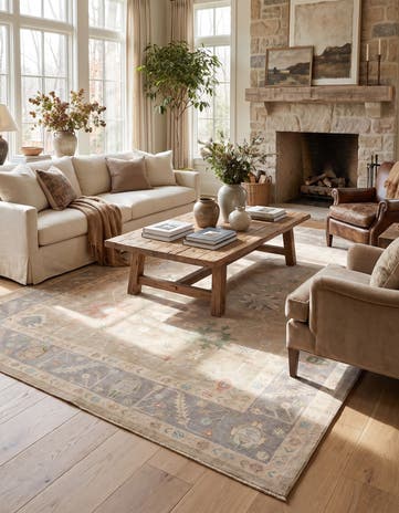 10' x 13' 8 Hand Knotted Oushak Wool Rug
