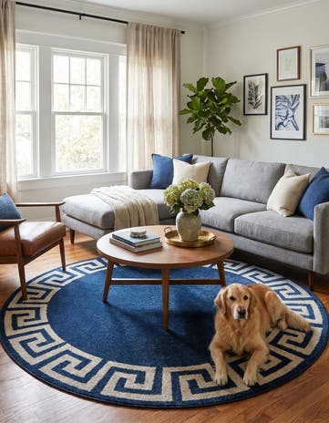 Navy Blue Hera Round Rug