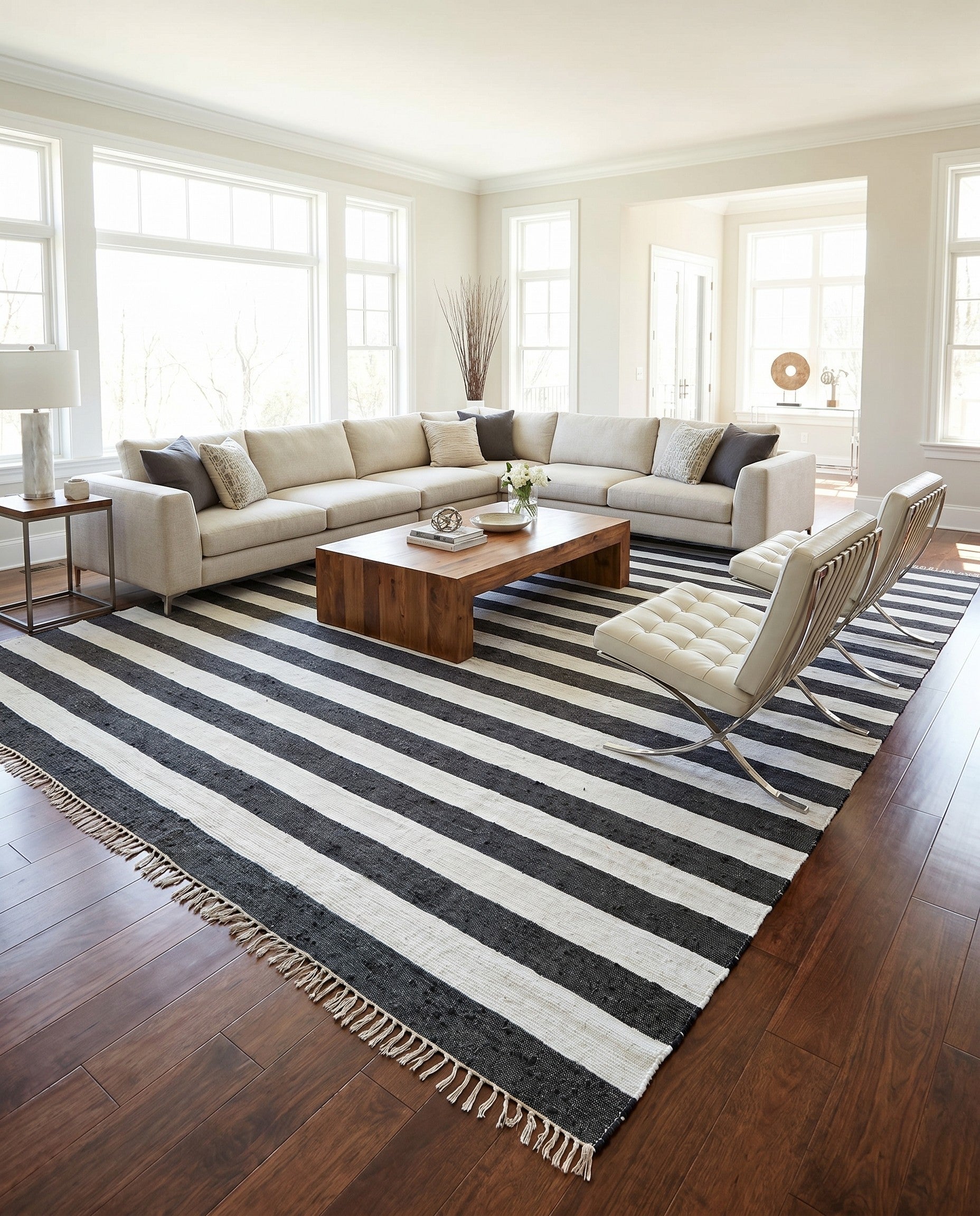 Navy Blue Hand Woven Chindi Rag Rug
