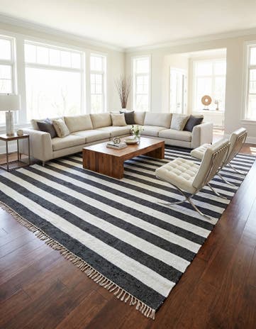 Navy Blue Hand Woven Chindi Rag Rug