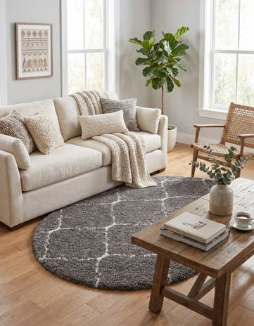 Gray Moroccan Shag Oval Rug