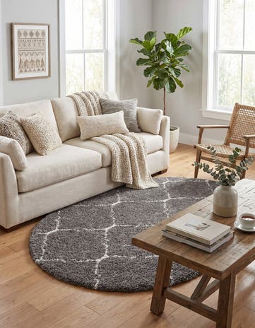 Gray Moroccan Shag Oval Rug