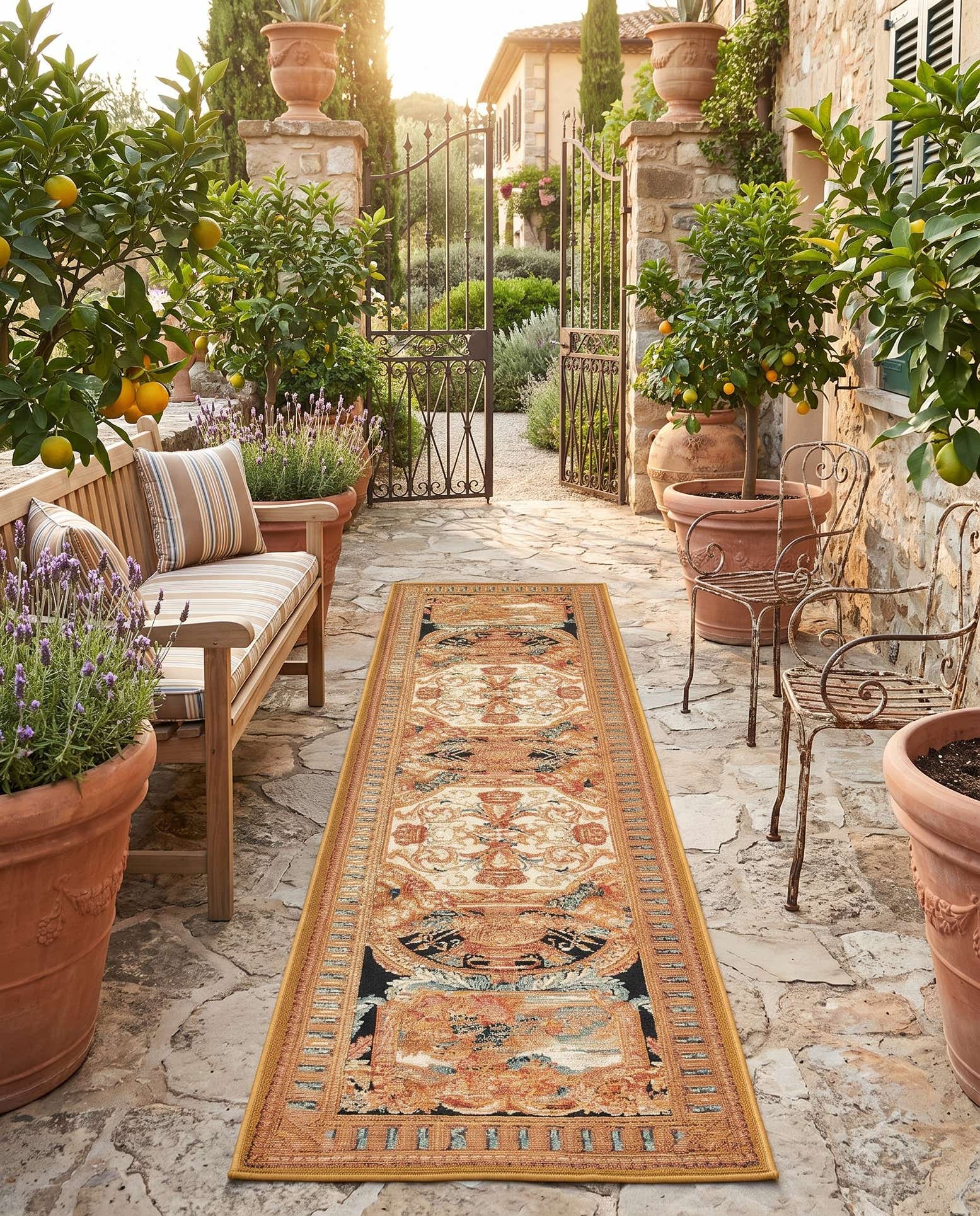 2' x 8' Easy-Clean Traditional Indoor / Outdoor Runner Rug
