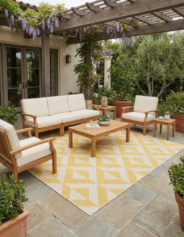 Yellow Easy-Clean Jill Zarin Napa Indoor / Outdoor Square Rug