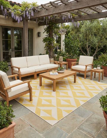 Yellow Easy-Clean Jill Zarin Napa Indoor / Outdoor Square Rug