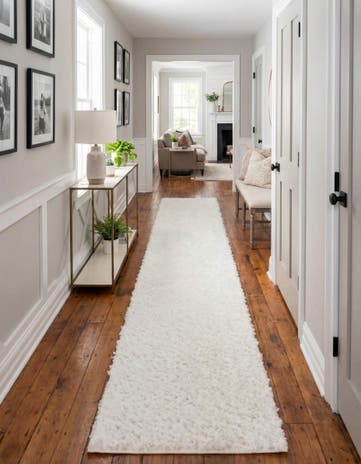 White Zermatt Shag Runner Rug