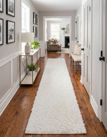 White Zermatt Shag Runner Rug