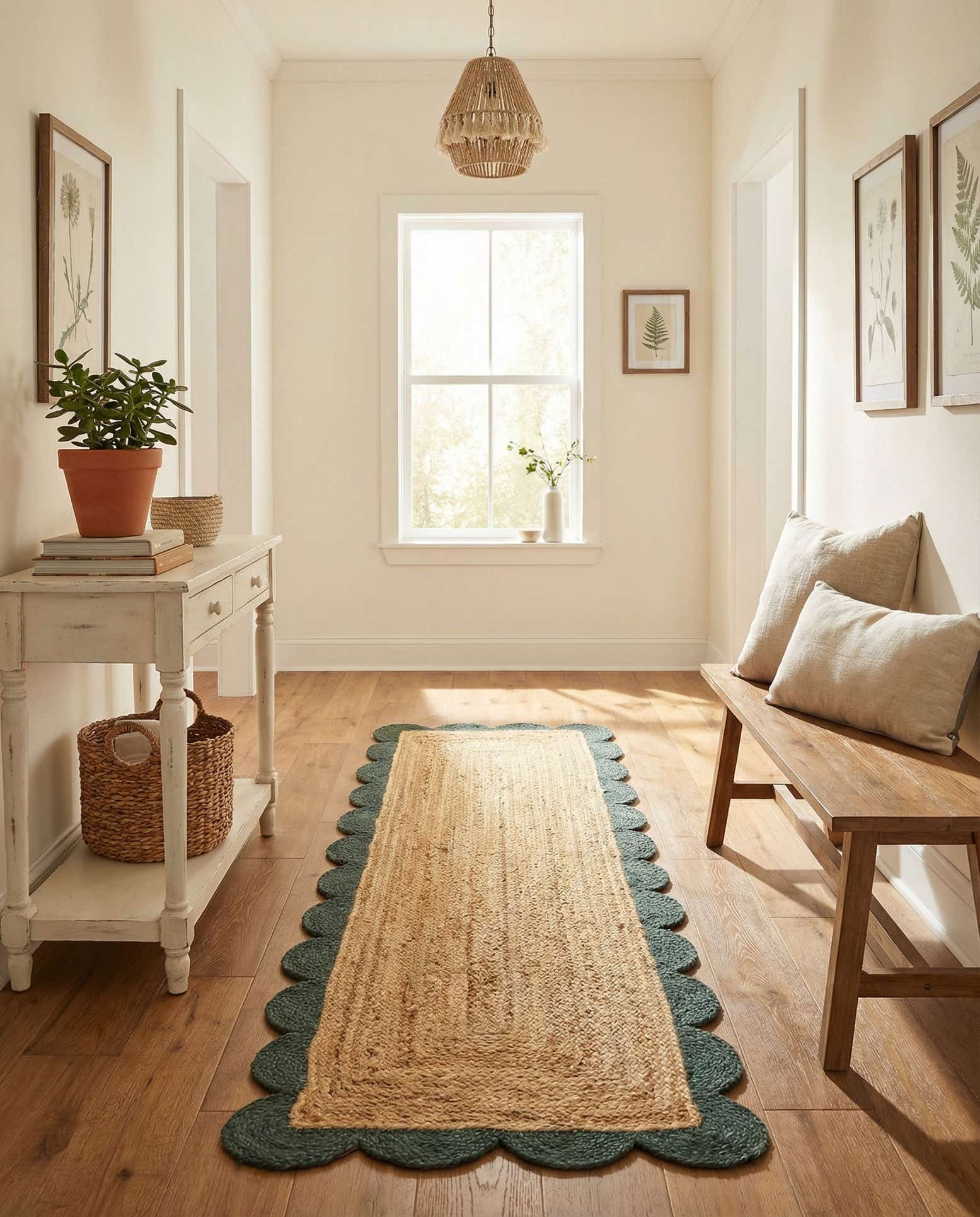2' x 6' 1 Handmade Scallop Braided Jute Runner Rug