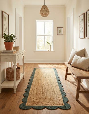 2' x 6' 1 Handmade Scallop Braided Jute Runner Rug