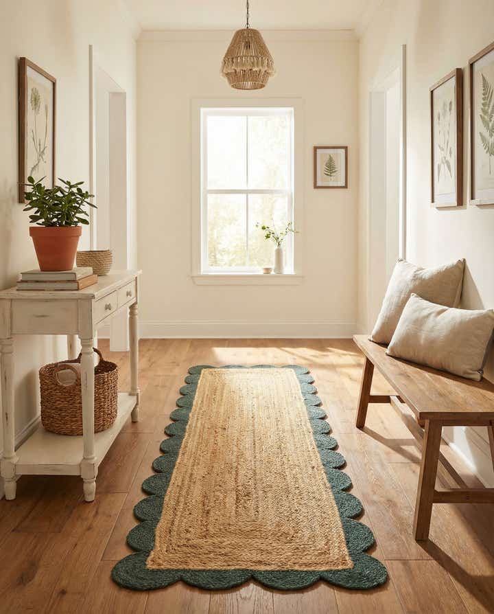2' x 6' 1 Handmade Scallop Braided Jute Runner Rug