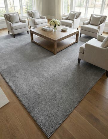 Gray Solid Frieze Square Rug