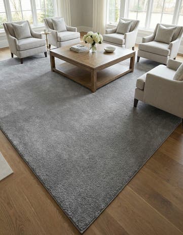 Gray Solid Frieze Square Rug