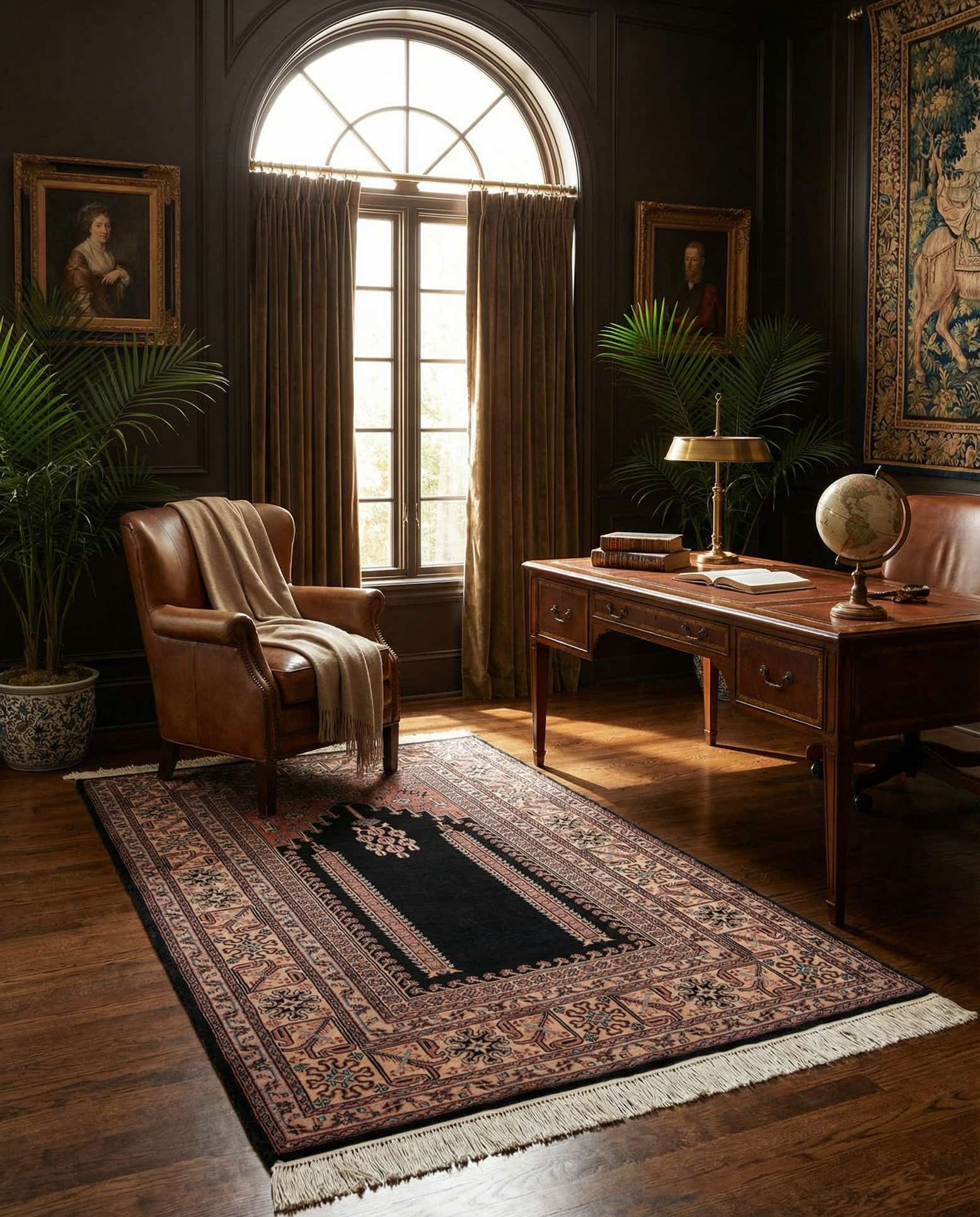 4' 2 x 6' 9 Hand Knotted Lahour Oriental Wool Rug