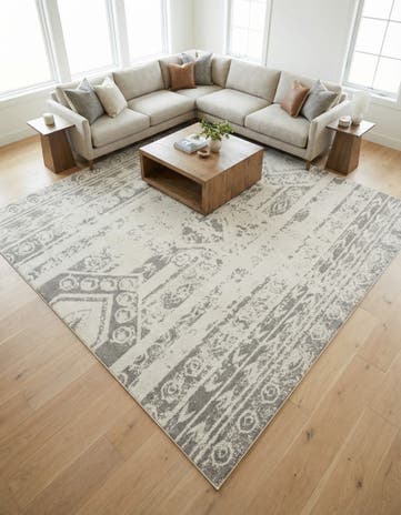 Ivory and Gray Lennon Square Rug