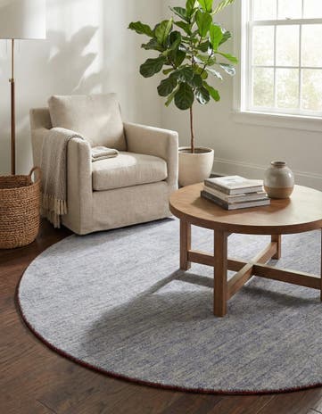 Gray Hand Knotted Solid Gabbeh Wool Round Rug