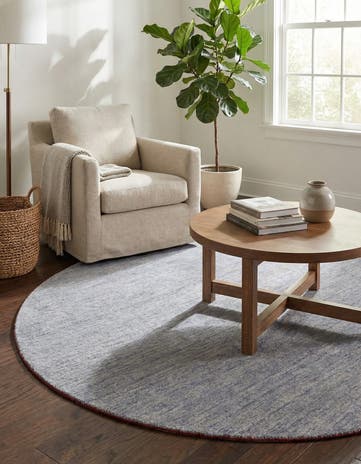 Gray Hand Knotted Solid Gabbeh Wool Round Rug