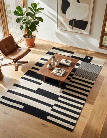 4' 8 x 6' 6 Hand Woven Kilim Modern Wool Rug