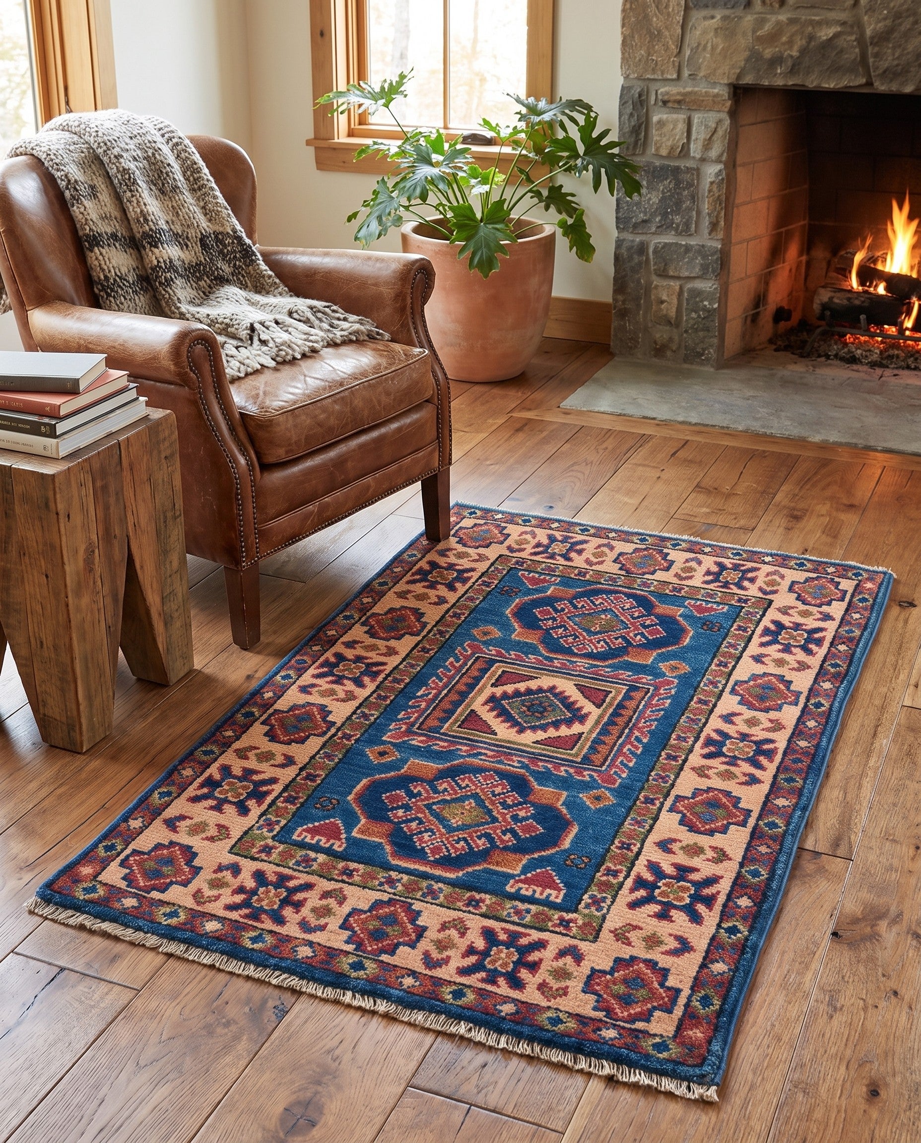 2' x 3' 1 Hand Knotted Kazak Rug