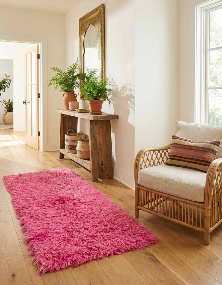 Detail image of 2' 5 x 4' 5 Hand Knotted Moroccan Wool Runner Rug