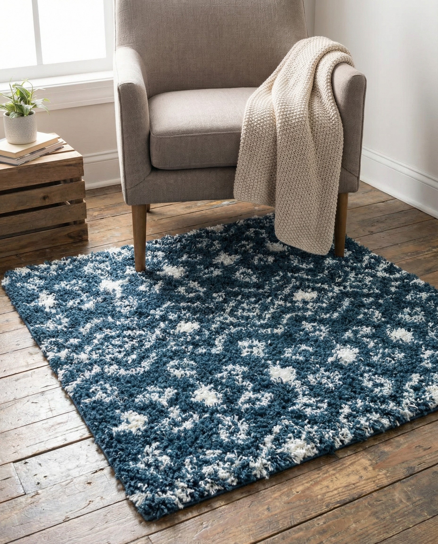 3' x 3' Moroccan Trellis Shag Square Rug