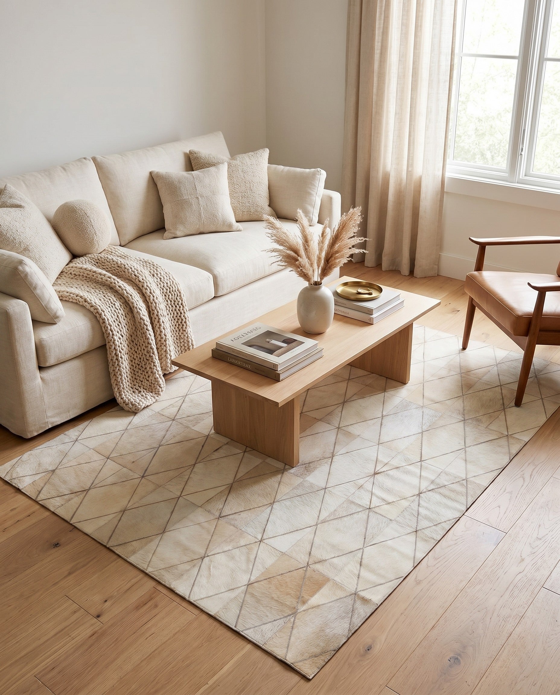 4' 1 x 5' 10 Cowhide Leather Rug