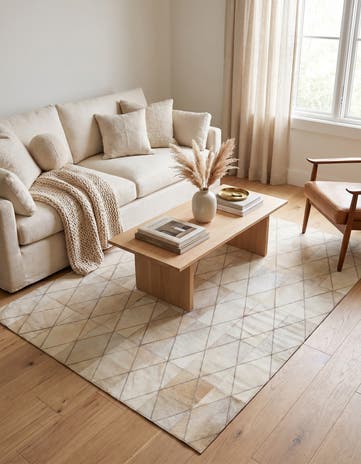 4' 1 x 5' 10 Cowhide Leather Rug