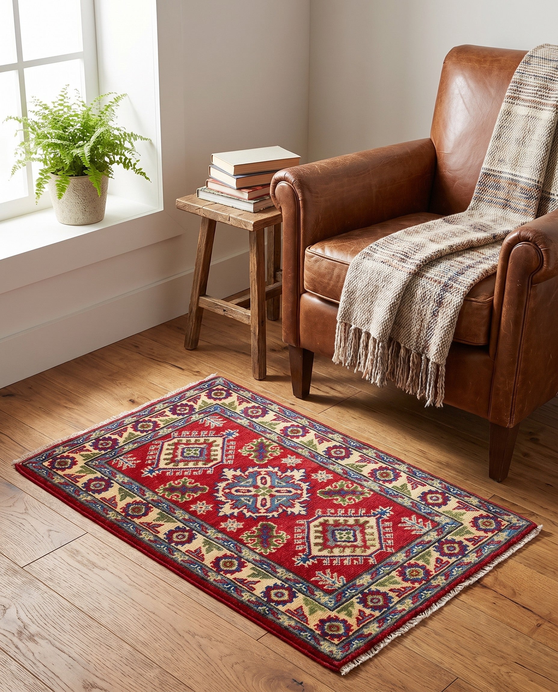 1' 11 x 2' 11 Hand Knotted Kazak Rug