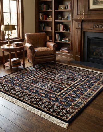 Black Bokhara Square Rug