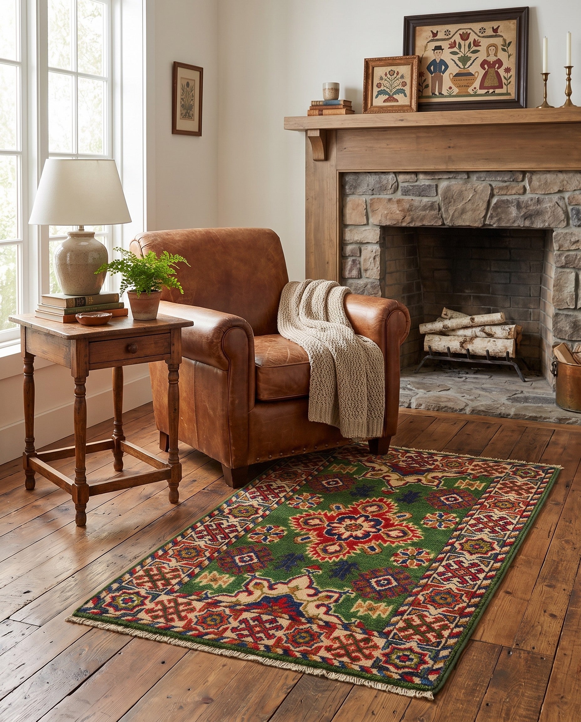2' x 3' 1 Hand Knotted Kazak Rug