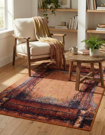 Orange Washable Hyacinth Rug