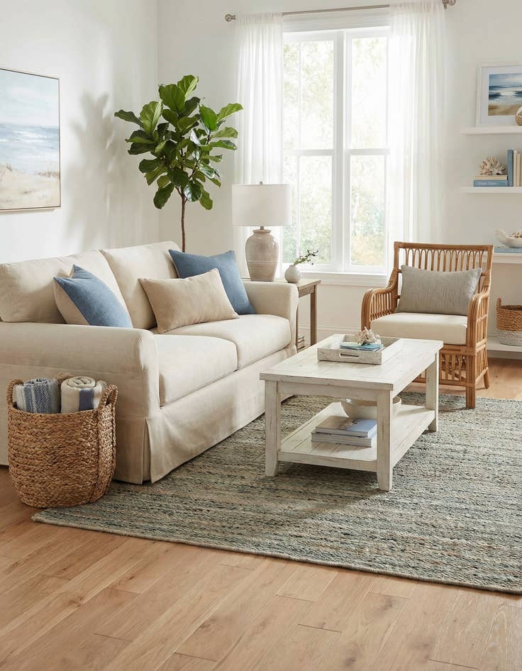 Detail image of 4' 1 x 6' 1 Hand Woven Palm Beach Jute Rug