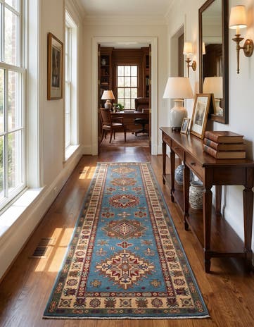 3' 2 x 11' 10 Hand Knotted Kazak Runner Rug