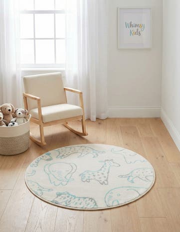 3' 3 x 3' 3 Animals Whimsy Kids Round Rug
