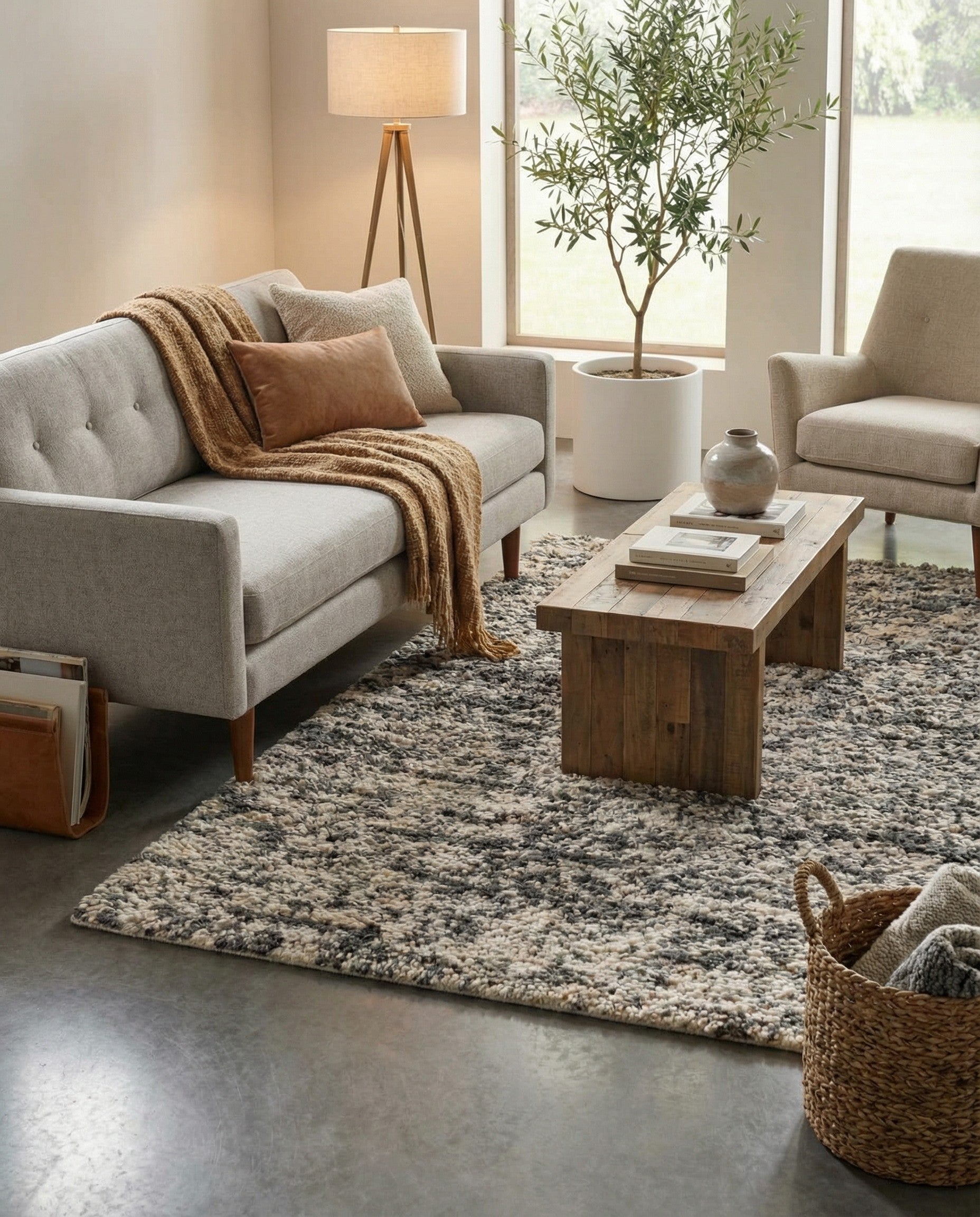 4' 1 x 6' 1  Hand Woven Haka Deluxe Shag Rug