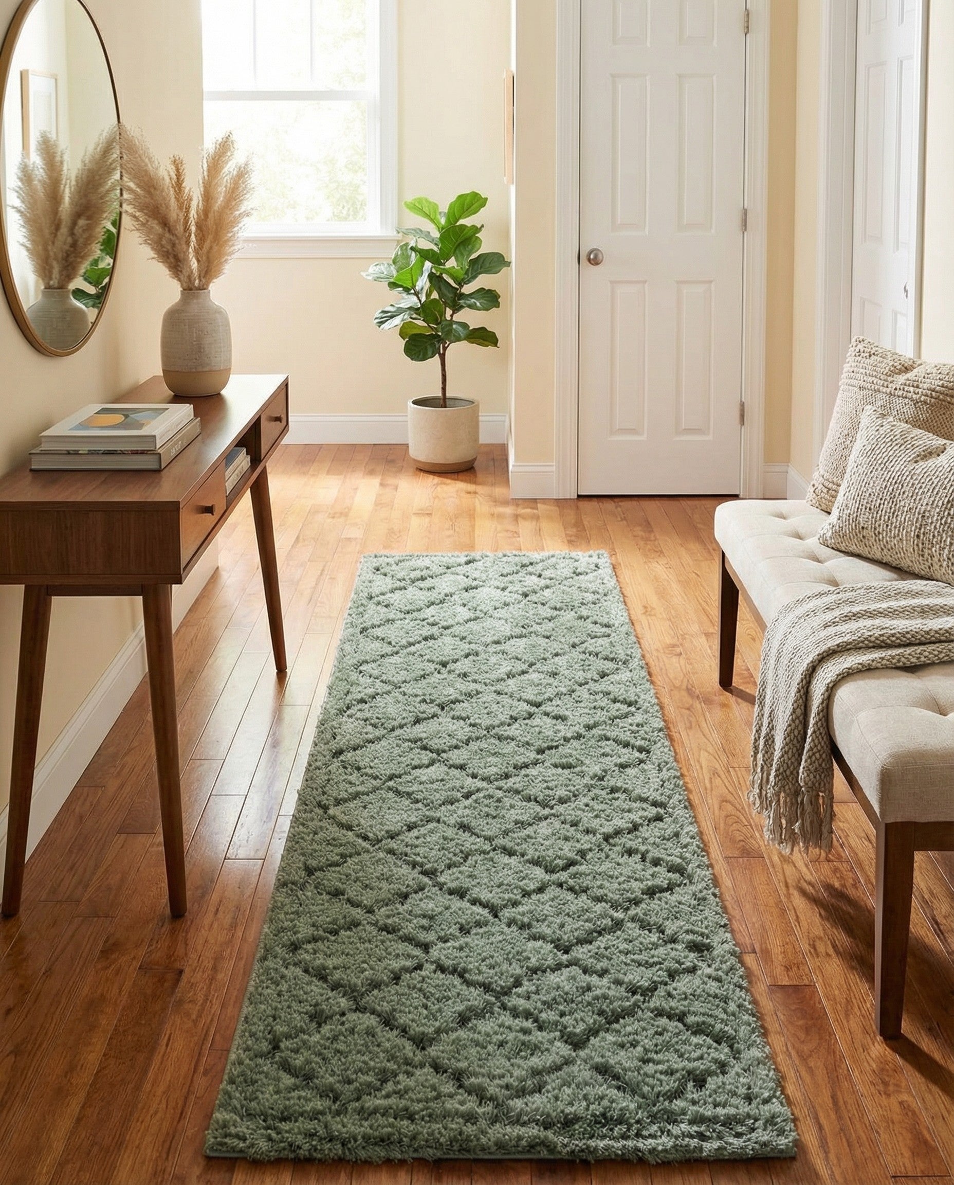 2' x 6' 9 Trellis Shag Runner Rug