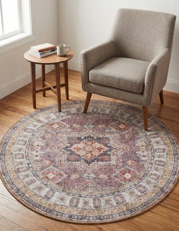 3' 6 x 3' 6 Washable Timeless Round Rug
