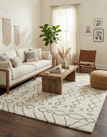 Pure Ivory Marrakesh Shag Rug