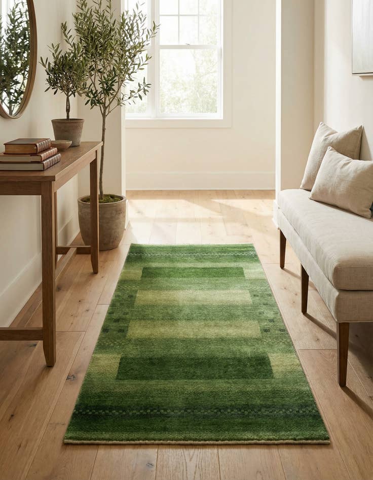 Detail image of 2' 4 x 4' 7 Hand Knotted Gabbeh Wool Runner Rug