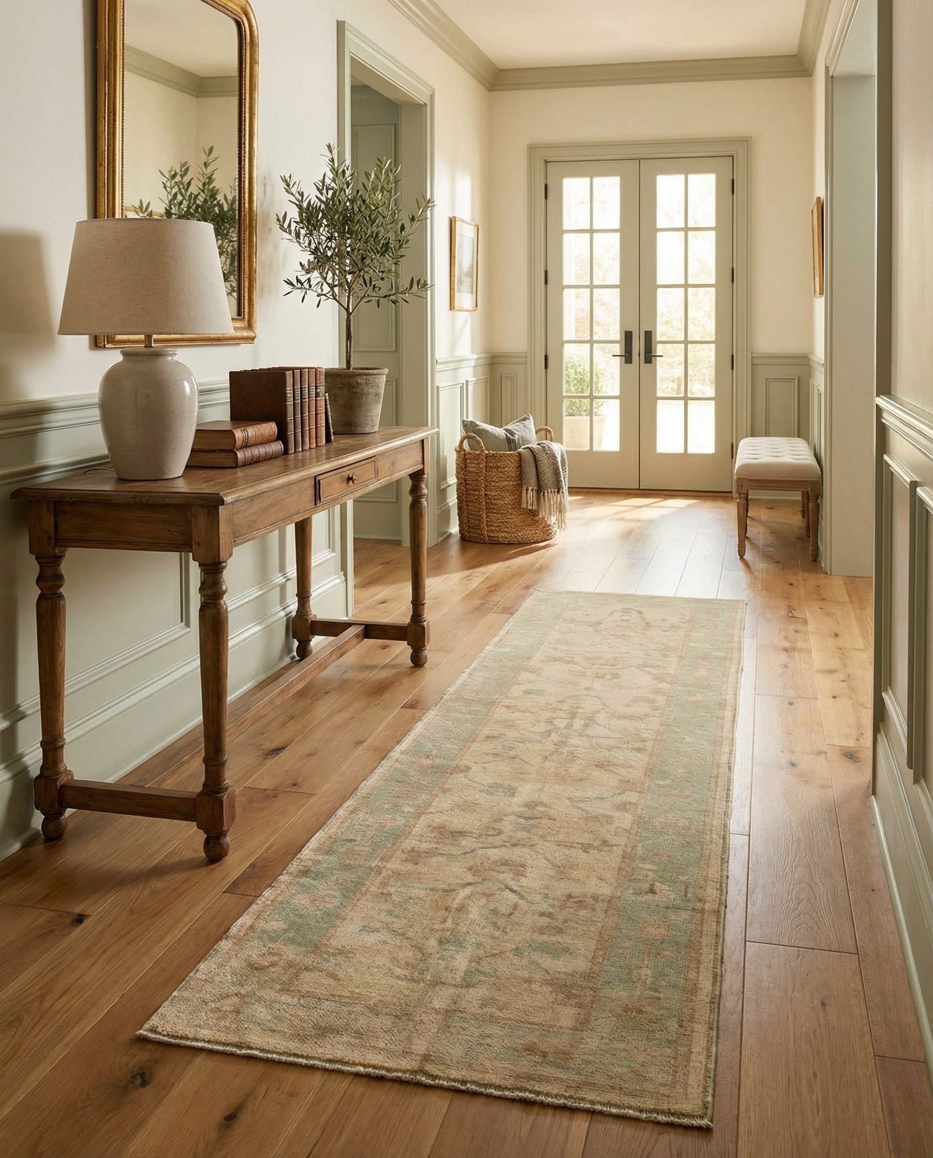 2' 9 x 11' 8 Hand Knotted Oushak Wool Runner Rug