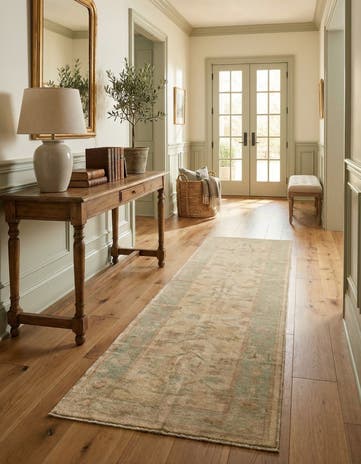 2' 9 x 11' 8 Hand Knotted Oushak Wool Runner Rug