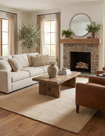 Beige Hand Knotted Solid Gabbeh Wool Square Rug